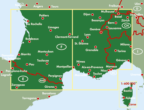 Frankreich Süd 1:500.000