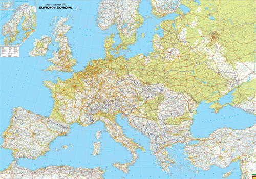 Europa Autokarte physisch (gefaltet) - 1:3,5 Mio.