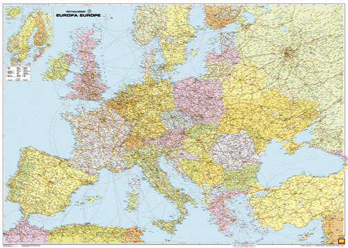 Europa Autokarte politisch - 1:3,5 Mio
