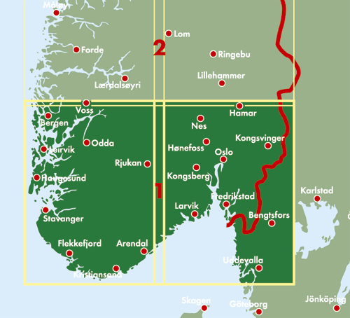 Norwegen Süd (Blatt 1) - 1:250.000 - Straßenkarte