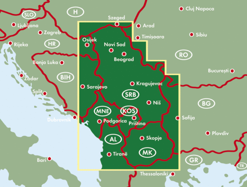 Serbien - Montenegro - Nordmazedonien - 1:500.000