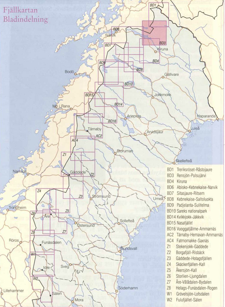 Fjällkartan 1:100.000 Bergwanderkarten Lantmäteriet