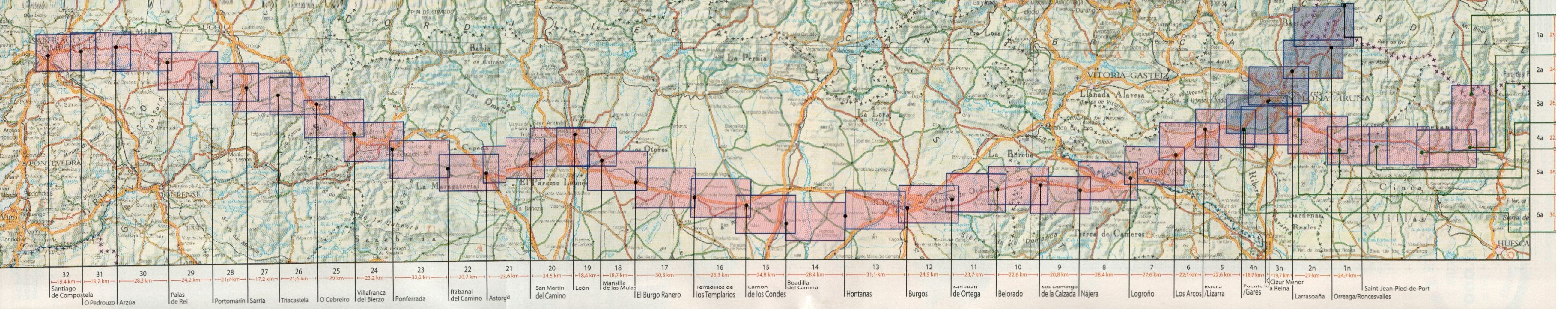 Camino Santiago 1:50.000 mit 11 Wanderkarten - Spanischer Jakobsweg - CNIG