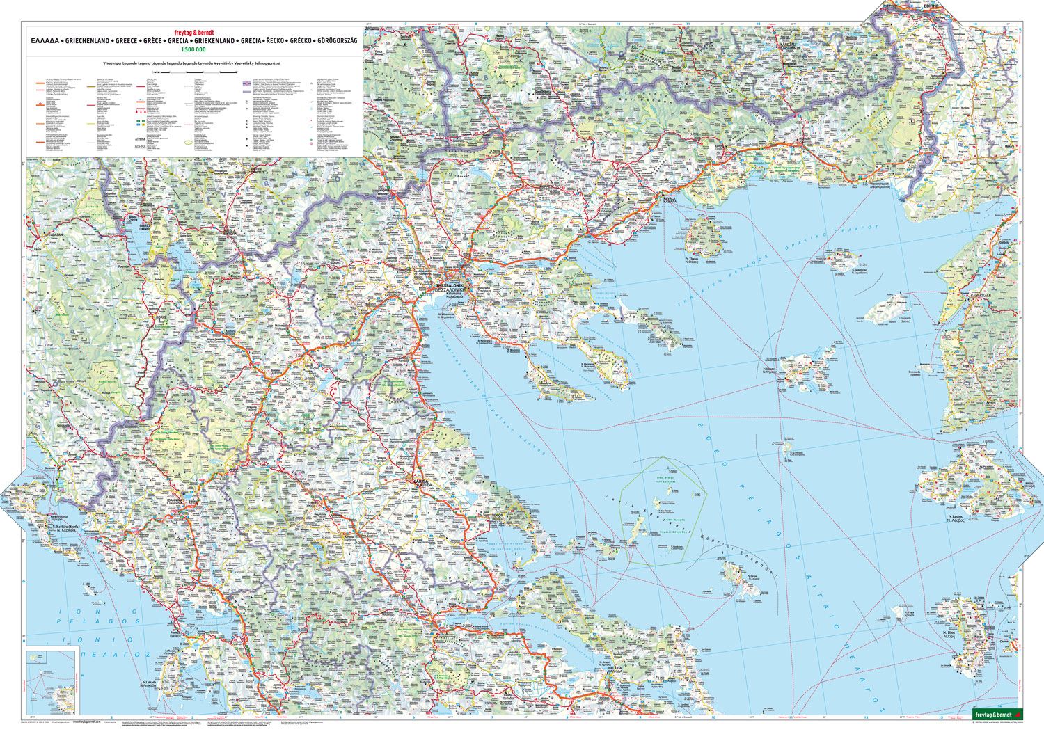 Griechenland-Straßenkarte-1:500.000 - Fretag&Berndt