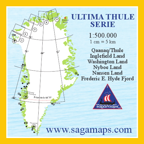 Grönland 1:500.000 Sagamaps GUL Serie (Ultima Thule)