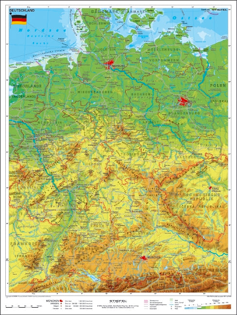 Deutschland (Physisch) - Handkarte A3