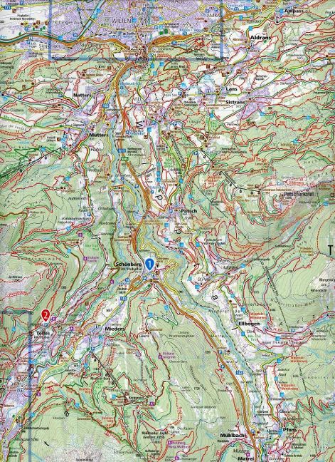 36 Innsbruck, Brenner 1:50.000 - Kompass Wanderkarte