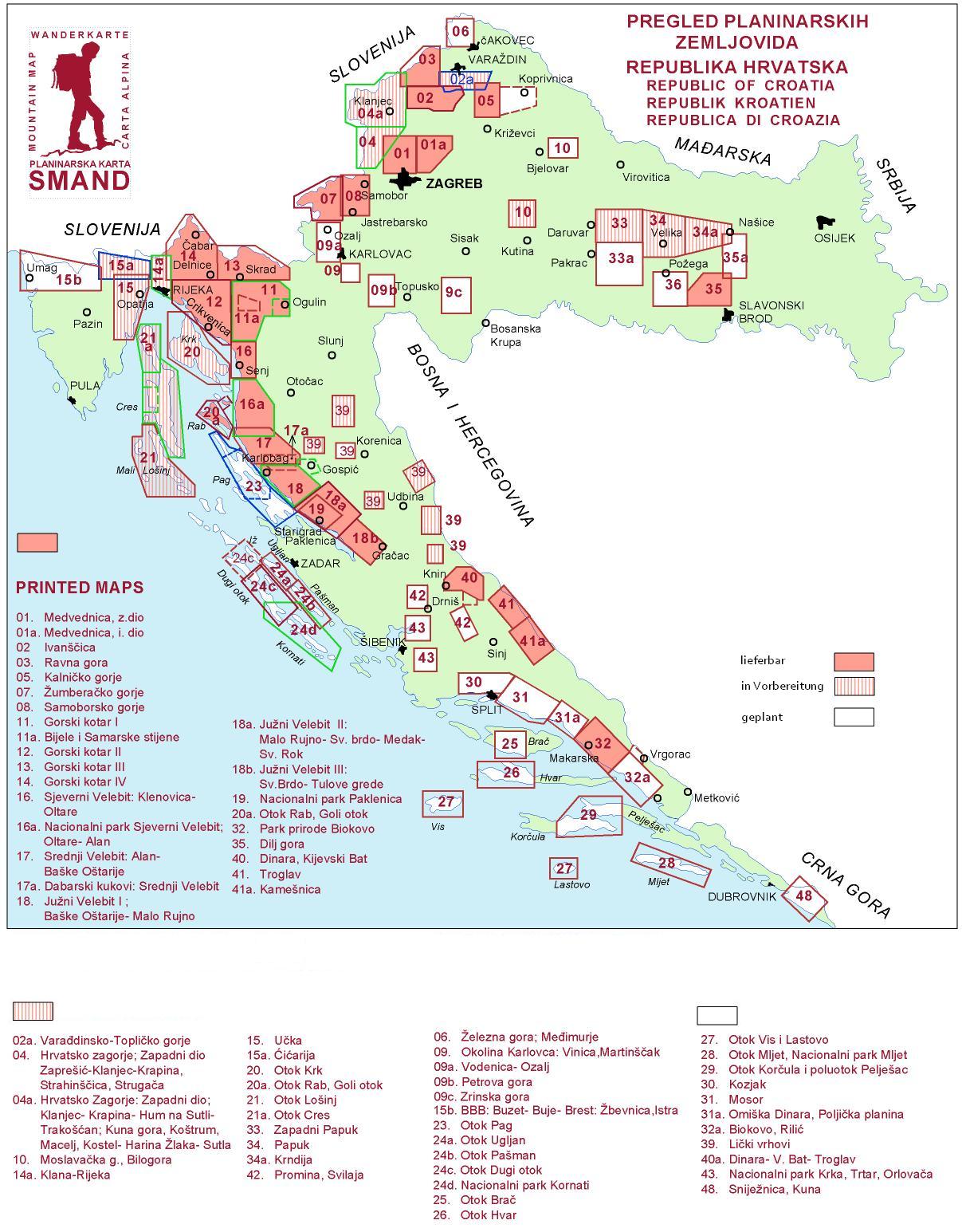 Kroatien Wanderkarte SMAND 1:25.000 - 1:30.000