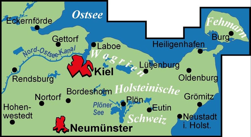 Kieler Förde / Fehmarn / Holsteinische Schweiz - ADFC Regionalkarte