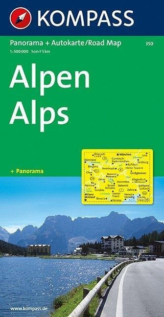 Alpen 1 : 500 000 - Kompass - Autokarte mit Panorama