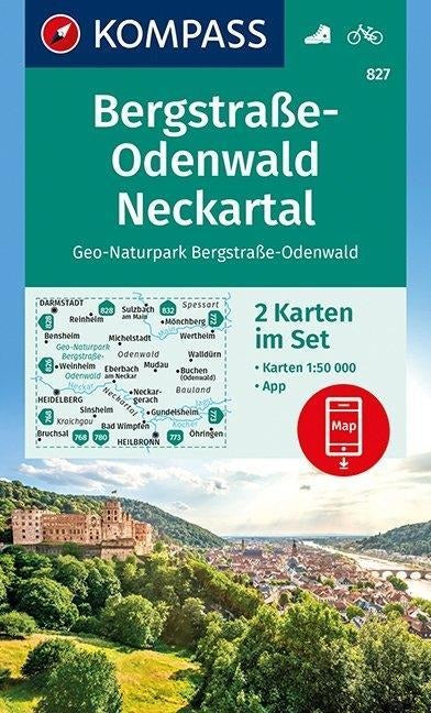 827 Bergstraße-Odenwald, Neckartal 1:50000 - Kompass Wanderkartenset