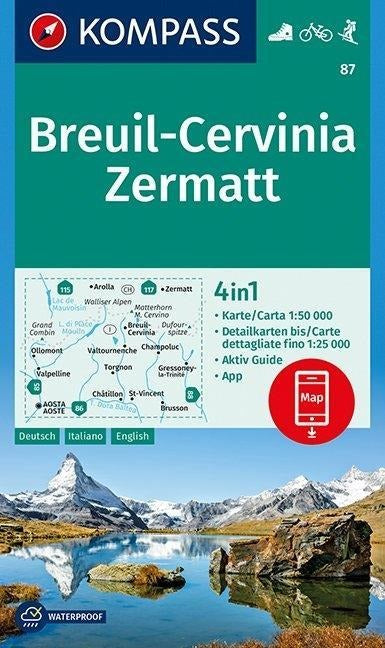 87 Breuil-Cervinia-Zermatt 1:50.000 - Kompass Wanderkarte