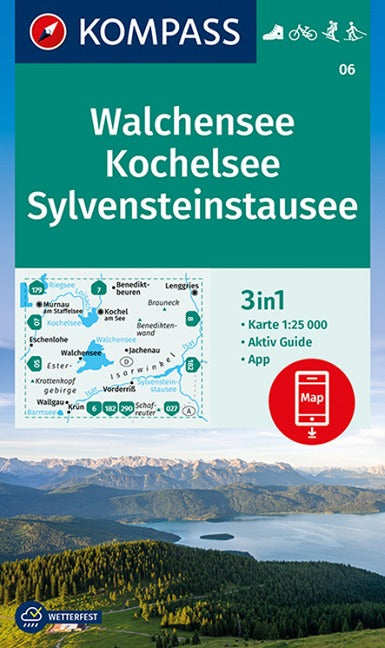 06 Walchensee, Kochelsee, Sylvenstein Stausee 1:25.000 - Kompass Wanderkarte