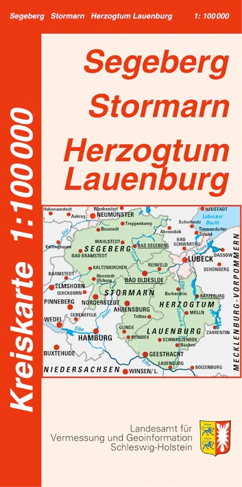 Kreise Segeberg, Stormarn und Herzogtum Lauenburg Kreiskarte - 1:100 000