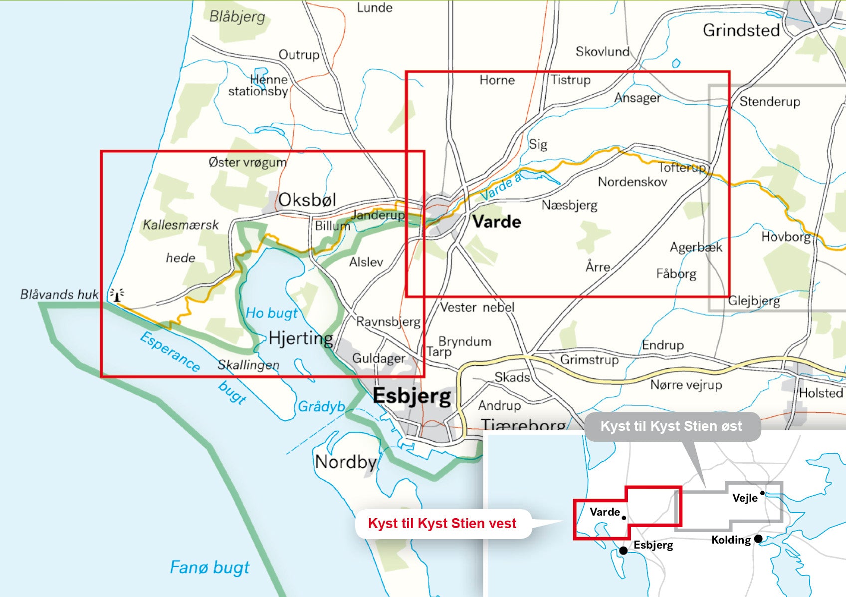 Kyst till Kyst stien West 1:25.000 Wanderkarte Dänemark