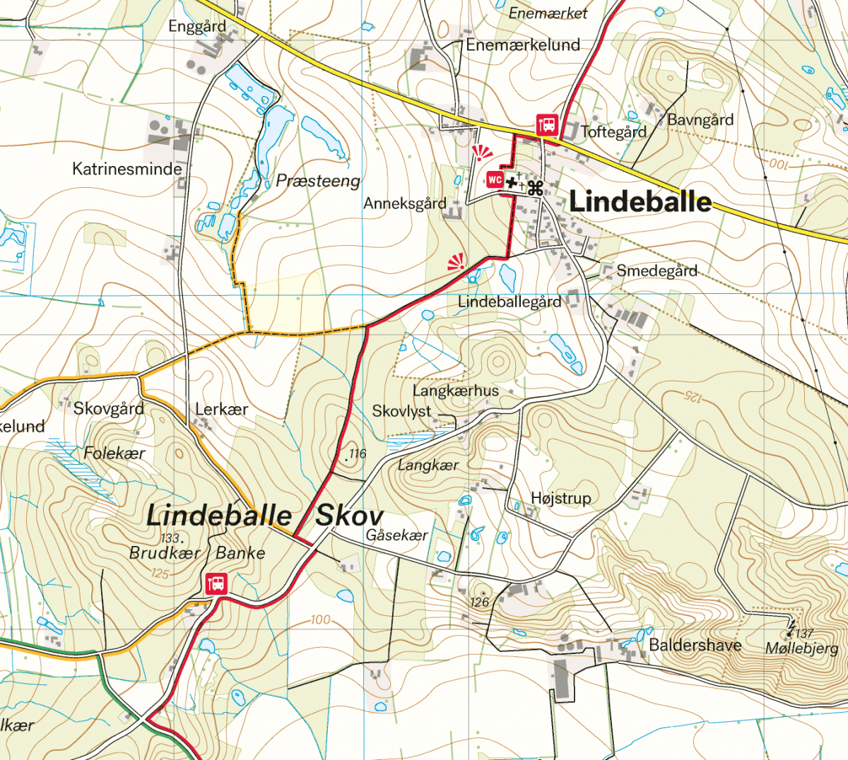 Landsby vandrerute 1:25 000 Wanderkarte Dänemark Calazo