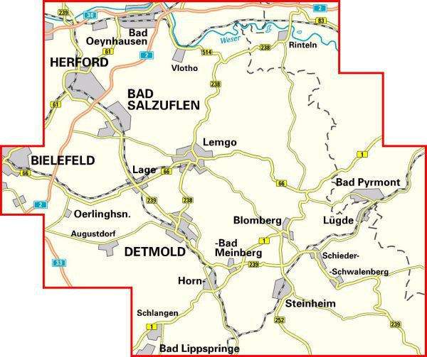 Kreis Lippe 1:50.000 - BVA Fahrradkarte