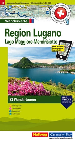 Region Lugano, Mendrisiotto 1:50.000 - Touren-Wanderkarte