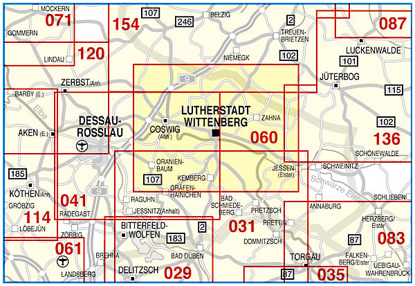 060 Lutherstadt Wittenberg und Umgebung 1:50.000 - Rad- und Wanderkarte