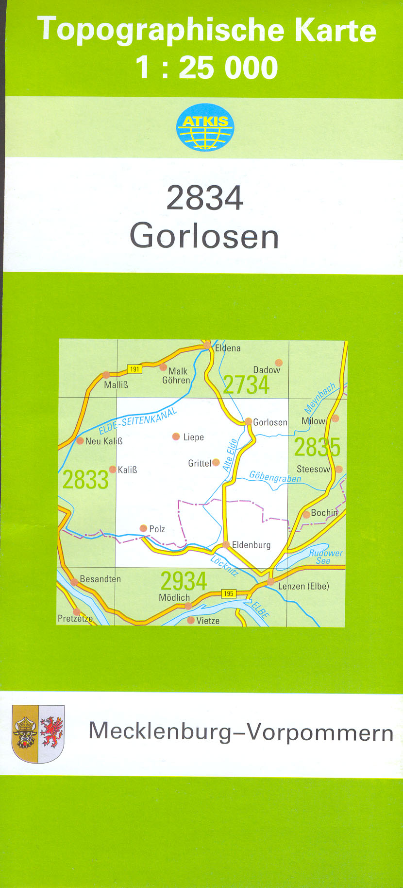 Mecklenburg - Vorpommern 1:25.000 Topographische Karten Blattnummern 1345 - 2051