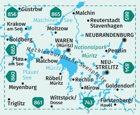 855 Müritz und Umgebung - 1:50.000 Kompass Wanderkarte