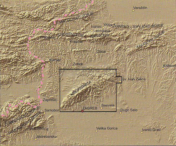 Medvednica Kroatien Wanderkarte - 1:25.000