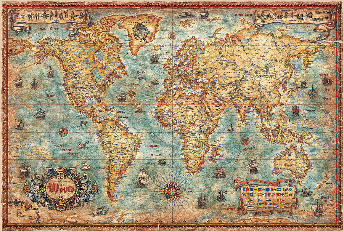 W92 - Modern World Antique Map