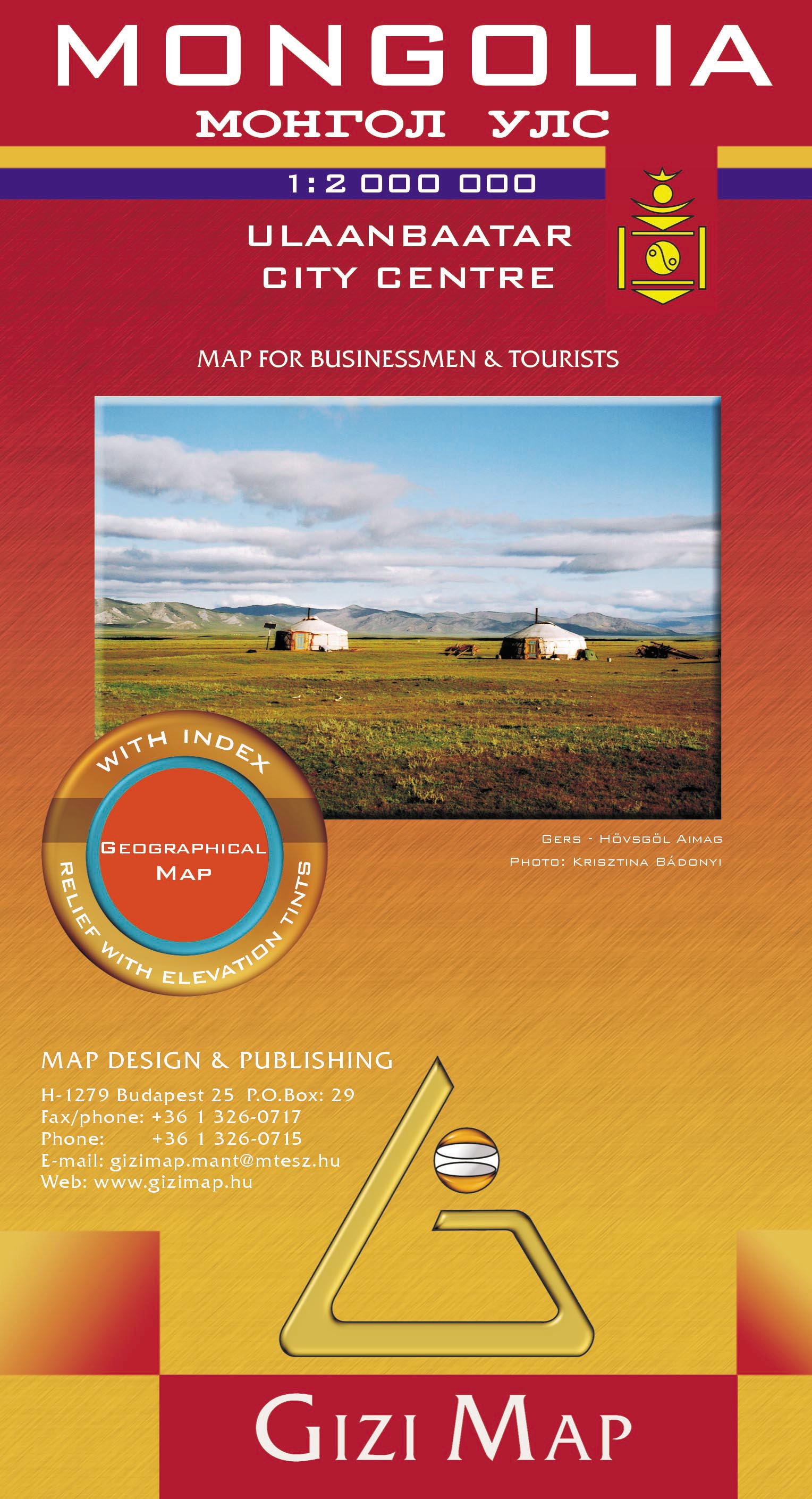 Mongolei Geographical Map 1:2 Mio. Gizi
