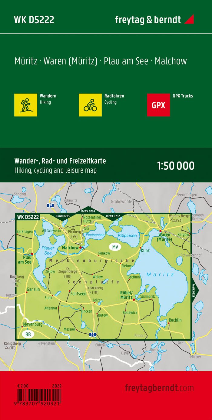 Müritz-Wander-, Rad- und Freizeitkarte-1:50.000 - Freytag&Berndt