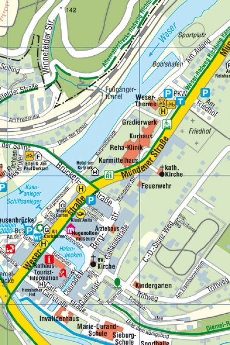 Bad Karlshafen 1:50.000 - Stadtplan mit Rad- und Wanderkarte