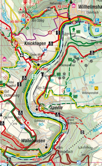 Fuldatal 1:33.000 - Rad- und Wanderkarte & Ortsplan