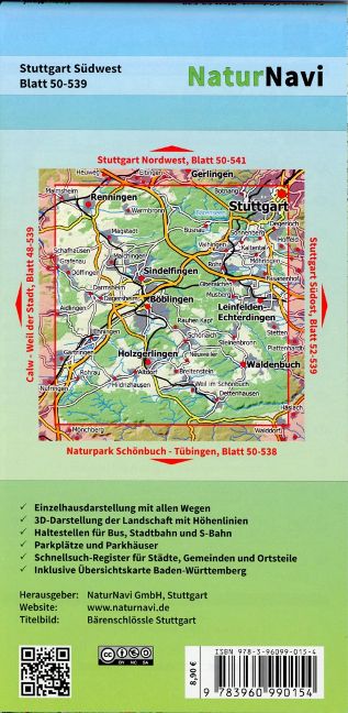 Stuttgart Südwest - 1:25.000 NaturNavi Wanderkarte