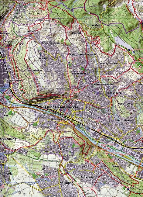 Stuttgart Südost - 1:25.000 NaturNavi Wanderkarte