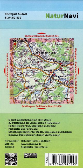 Stuttgart Südost - 1:25.000 NaturNavi Wanderkarte