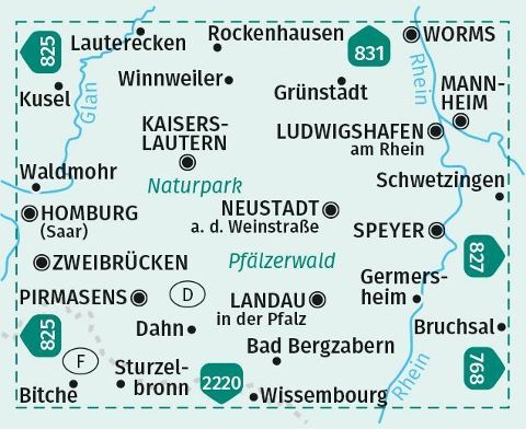 826 Pfalz, Naturpark Pfälzerwald 1 : 50.000 - Kompass Wanderkarte
