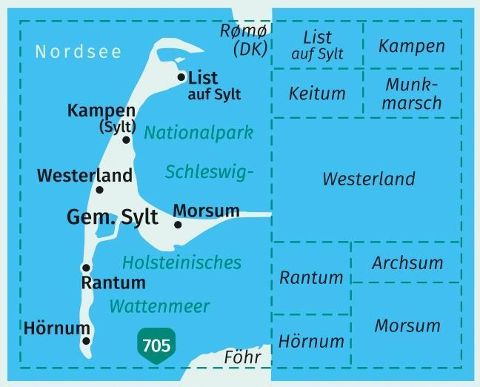 701 Insel Sylt 1:40.000 - Kompass Wanderkarte