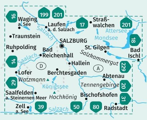291  Salzburg und Umgebung 1:50.000 - Kompass Wanderkarte
