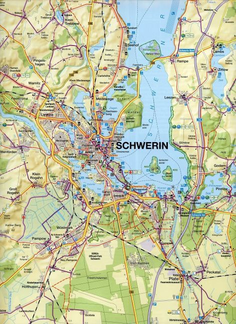 Fahrradkarte Schwerin, Wismar - 1:75.000