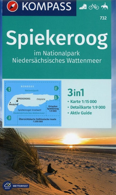 732 Spiekeroog im Nationalpark NIedersächsisches Wattenmeer 1:15 000 - Kompass Wanderkarte