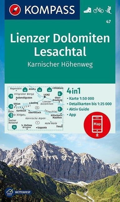 47 Lienzer Dolomiten, Lesachtal, Karnischer Höhenweg - 1:50.000 Kompass Wanderkarte