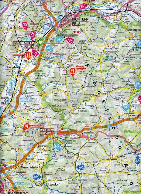 Fichtelgebirge, Frankenwald, Bayreuth 1:100.000 - Marco Polo Freizeitkarte