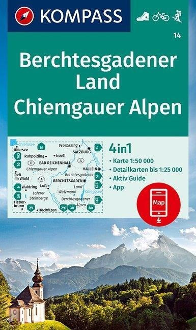 14 Berchtesgadener Land, Chiemgauer Alpen 1:50.000 - Kompass Wanderkarte