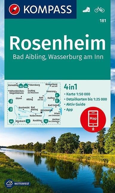 181 Rosenheim, Bad Aibling, Wasserburg am Inn 1:50 000 - Kompass Wanderkarte