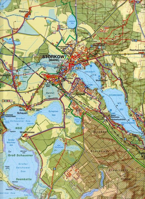 Rad-, Wander- und Gewässerkarte Storkower Gewässer - Scharmützelsee - 1:35.000
