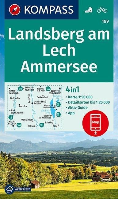 189 Landsberg am Lech, Ammersee 1:50.000 - Kompass Wanderkarte