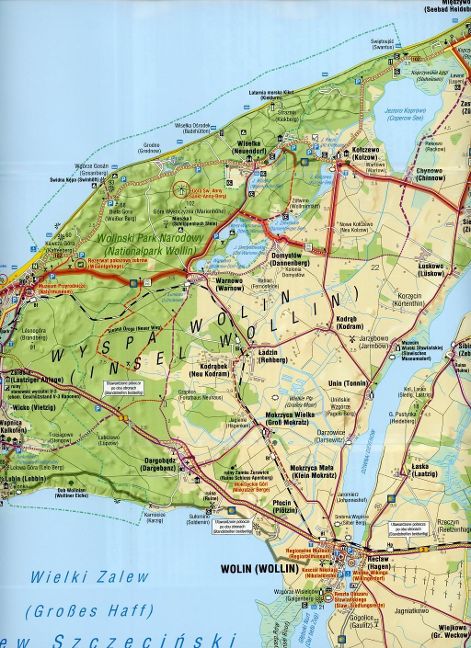 Fahrradkarte Usedom - Wollin - 1:75.000