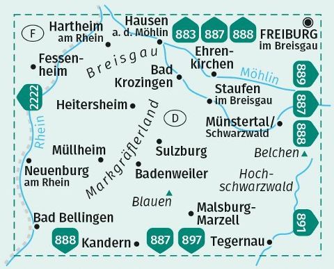 890 Münstertal, Nördliches Markgräflerland, Staufen, Badenweiler, Bad Krozingen - Kompass Wanderkarte