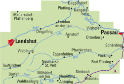 ADFC Regionalkarte Niederbayern - Landshut - Passau