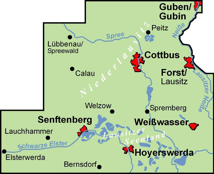Niederlausitz / Lausitzer Seen - ADFC Regionalkarte