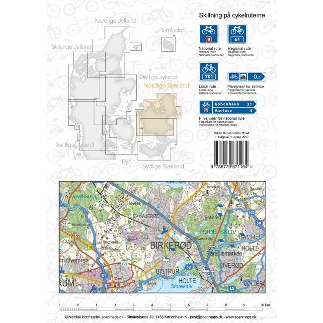 Nördliches Seeland - Fahrradkarte 1:100.000